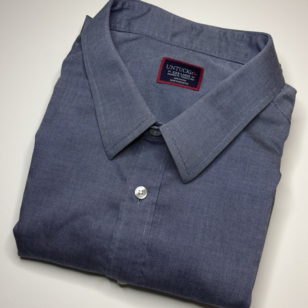 UNTUCKit Pio Cesare WF Relaxed Fit Mens XXXL Wrinkle Free Blue Button Down Shirt - Picture 2 of 7